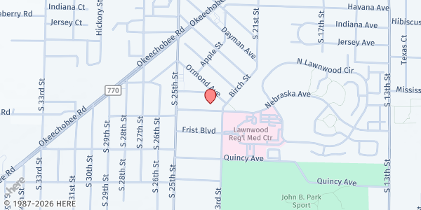 Map showing Healthy Start Coalition of St. Lucie County at 2310 Nebraska Avenue, Fort Pierce, FL