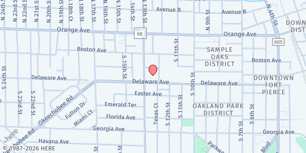 Map showing Macedonia Seventh-Day Adventist Church at 1220 Delaware Avenue, Fort Pierce, FL
