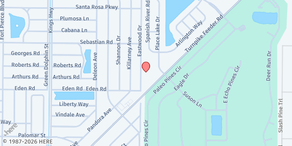 Map showing Sarah's Kitchen - Lakewood Park United Methodist Church at 5405 Turnpike Feeder Road, Fort Pierce, FL