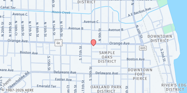 Map showing St. Mark Missionary Baptist Church at 921 Orange Ave., Fort Pierce, FL