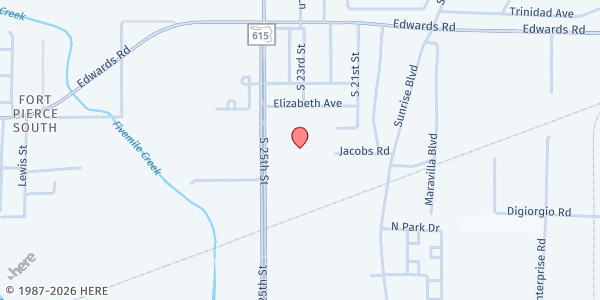 Map showing Sunrise Tabernacle Church at 3280 S. 25th St., Fort Pierce, FL