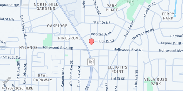 Map showing Calvary Chapel Fort Walton Beach at 9 Eglin Pkwy. NE, Fort Walton Beach, FL
