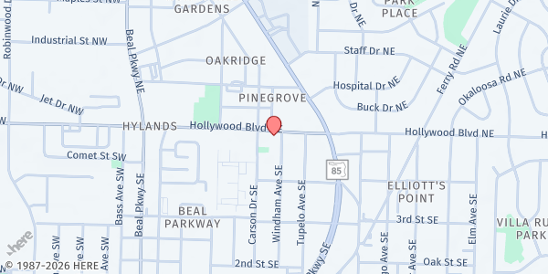 Map showing Hollywood Church of God in Christ at 122 Hollywood Blvd. SE, Fort Walton Beach, FL
