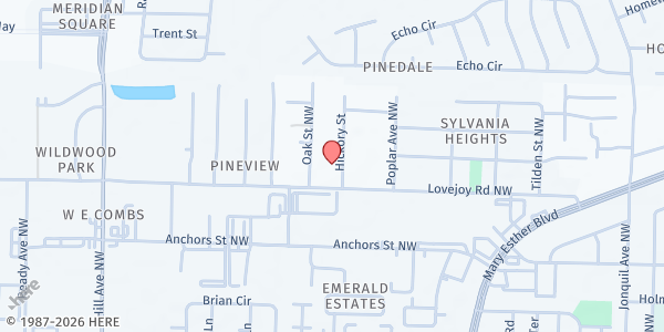 Map showing House of Deliverance Church of God in Christ at 206 Hickory St, Fort Walton Beach, FL