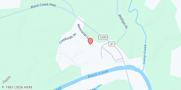 Map showing Black Creek Methodist Church at 278 Memorial Ln., Freeport, FL