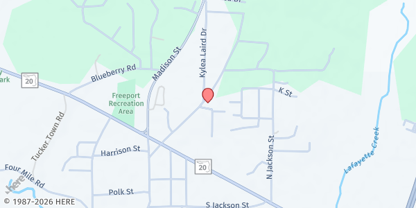 Map showing First Baptist Church of Freeport at 430 Kylea Laird Dr., Freeport, FL