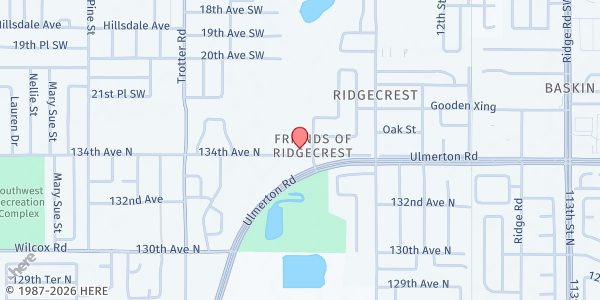 Map showing Greene Chapel AME Church at 1905 134th Avenue, Friends Of Ridgecrest, FL