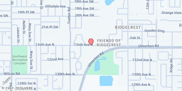 Map showing Ridgecrest Boys & Girls Clubs at 12301 134th Avenue, Friends Of Ridgecrest, FL