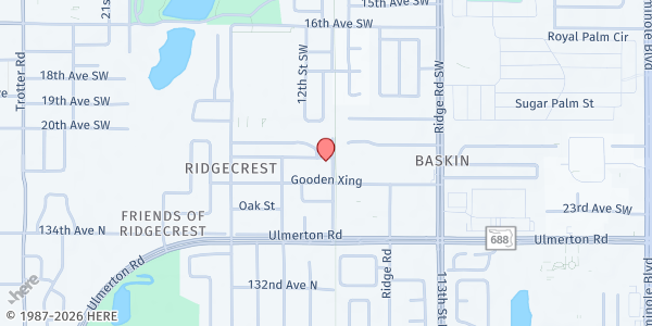 Map showing St. Mary's Baptist Church at 2104 12th Street Southwest, Friends Of Ridgecrest, FL