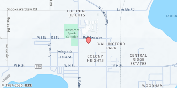 Map showing Family Life Church at 139 Bulldog Way, Frostproof, FL