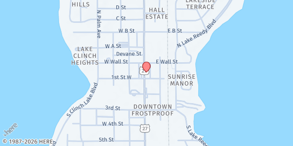 Map showing Frostproof Care Center at 23 S Scenic Highway, Frostproof, FL