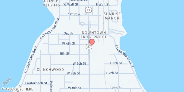 Map showing Frostproof Care Center at 17 South Scenic Highway, Frostproof, FL