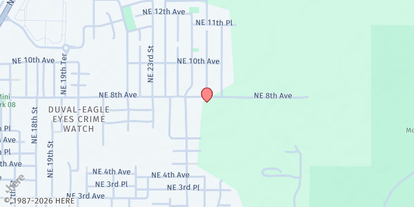 Map showing Antioch United Holiness Church at 2511 NE 8th Ave, Gainesville, FL