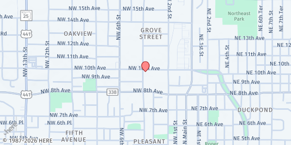 Map showing Bread of the Mighty Food Bank at 325 NW 10th Ave., Gainesville, FL