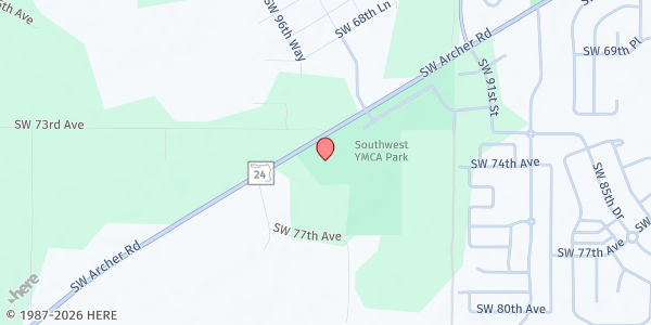 Map showing Celebration United Methodist Church at 9501 SW Archer Rd, Gainesville, FL