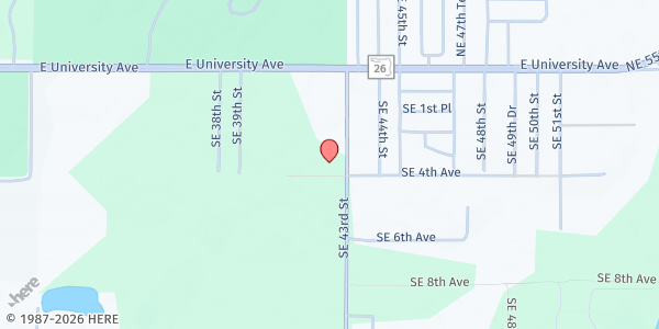 Map showing Compassionate Outreach Ministries at 320 SE 43rd St., Gainesville, FL