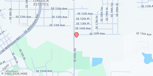Map showing First Missionary Baptist Church of Gainesville at 1515 SE 15th St., Gainesville, FL