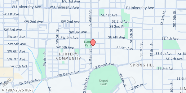 Map showing Free Grocery Store at 433 S. Main St., Gainesville, FL