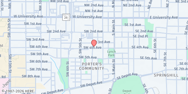 Map showing Gainesville Community Ministry at 238 Southwest 4th Avenue, Gainesville, FL