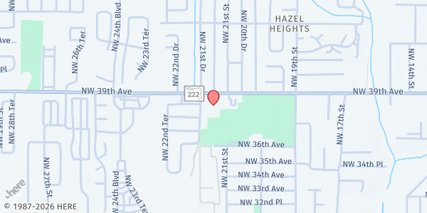Map showing Gainesville Seventh-Day Adventist Church at 2115 NW 39th Ave., Gainesville, FL