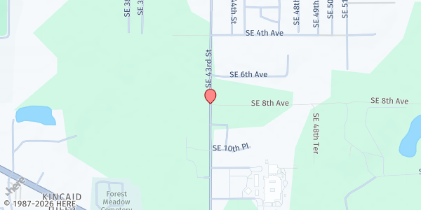 Map showing Greater Bethel AME Church at 703 SE 43rd St, Gainesville, FL