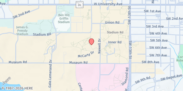 Map showing Hitchcock Field and Fork Pantry at 564 Newell Dr, Gainesville, FL