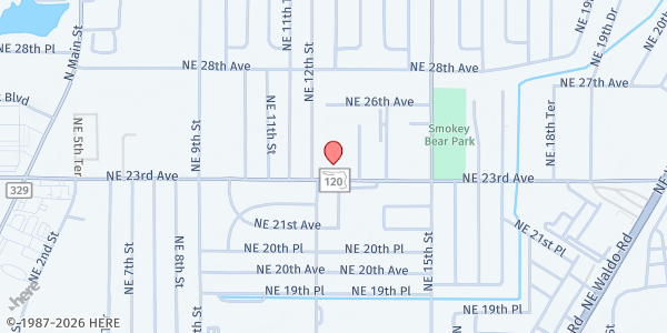 Map showing Landmark Holy Temple of God at 1220 NE 23rd Ave., Gainesville, FL