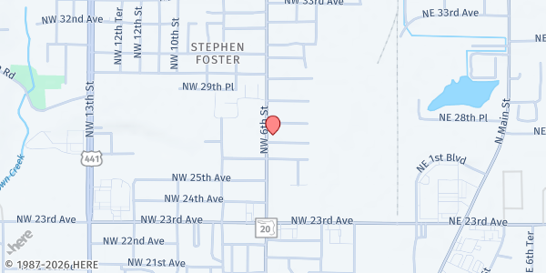 Map showing Miracle Word of faith Ministries inc at 2711 NW 6th St, Gainesville, FL