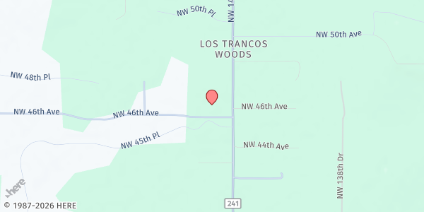 Map showing More Than Conquerors Faith and Outreach center at 4600 NW 143rd St, Gainesville, FL