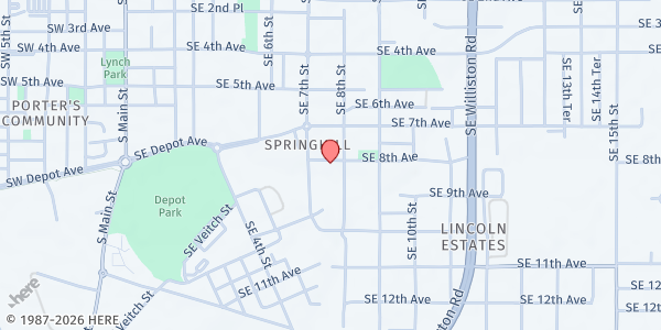 Map showing Mount Olive AME Church at 721 SE 8th Ave., Gainesville, FL