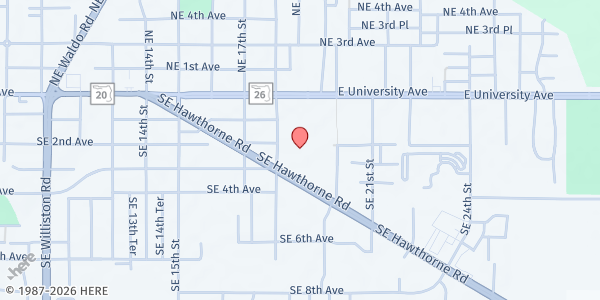 Map showing Pleasant Street Civil Rights and Cultural Arts Center at 1725 SE 1st Ave, Gainesville, FL