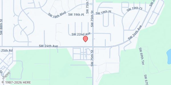 Map showing Powerhouse Family Worship Center at 7600 SW 24th Ave., Gainesville, FL