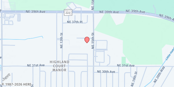 Map showing Rawlings Elementary School at 3500 NE 15th St, Gainesville, FL