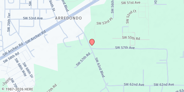 Map showing Redeeming Faith and Anointing Ministries inc at 5619 SW 63rd Blvd, Gainesville, FL