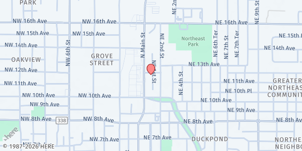 Map showing Right Word Church at 17 NE 12th Ave., Gainesville, FL