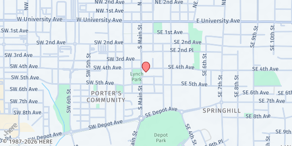 Map showing St. Francis House at 413 S. Main St., Gainesville, FL