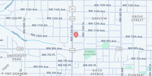 Map showing The Word Church Global, Inc. at 1239 NW 10th Ave., Gainesville, FL