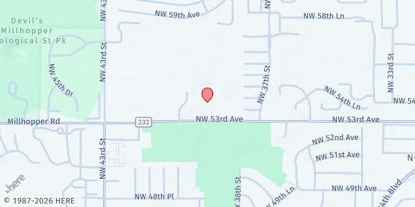 Map showing Trinity United Methodist Church Food Pantry at 4000 NW 53rd Ave, Gainesville, FL