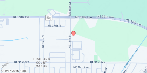 Map showing Upper Room Ministries at 3575 NE 15th St., Gainesville, FL