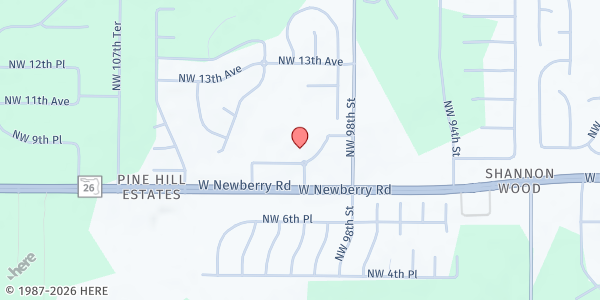 Map showing Westside Baptist Church of Gainesville at 10000 W Newberry Rd, Gainesville, FL