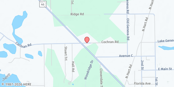 Map showing Community Church of God at Geneva at 695 Cochran Rd., Geneva, FL