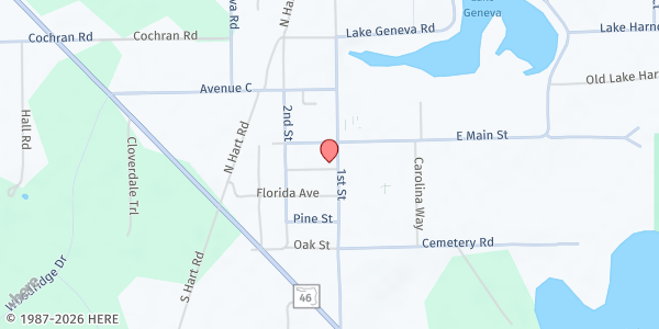 Map showing Methodist Church of Geneva at 270 1st Street, Geneva, FL