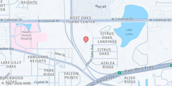 Map showing Quest Church at 1450 Citrus Oaks Ave., Gotha, FL