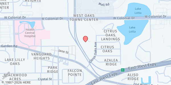 Map showing Quest Church at 1450 Citrus Oaks Ave., Gotha, FL