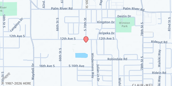 Map showing Blessed Sacrament at 7001 South 12th Avenue, Greater Palm River Point CDC, FL