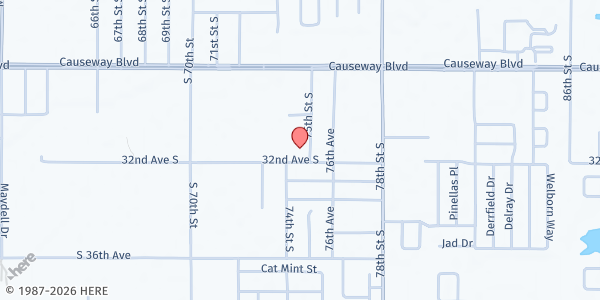 Map showing No Greater Love Church at 3015 South 75th Street, Greater Palm River Point CDC, FL