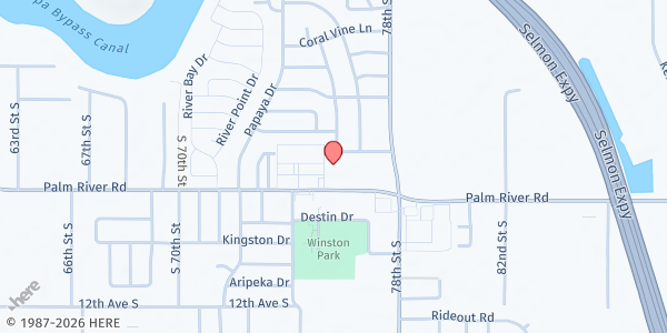 Map showing Palm River Community Health Center at 7728 Palm River Road, Greater Palm River Point CDC, FL