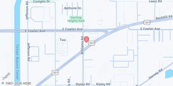 Map showing SUNCOAST COMMUNITY HEALTH CENTER - THONOTOSASSA at 9555 East Fowler Avenue, Greater Thonotosassa, FL