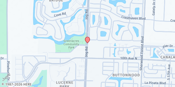 Map showing Eglise Chretienne de la Porte Etroite at 2964 S. Jog Rd., Greenacres, FL