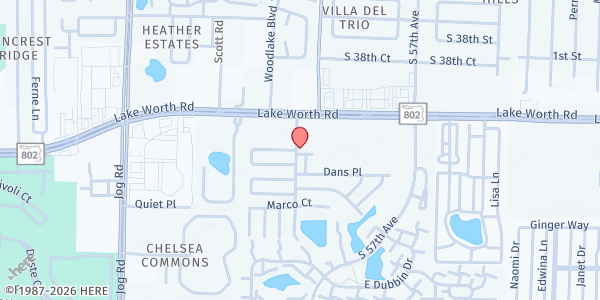 Map showing Pentecostal Tabernacle of WPB at 6024 Lake Worth Rd, Greenacres, FL